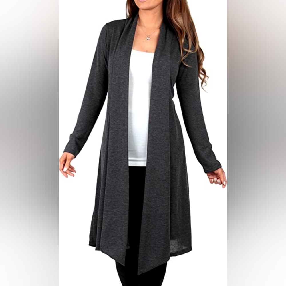 Knee-length draped cardigan
